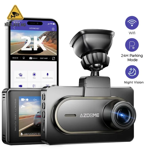 Автомобильная камера AZDOME 2K 3" с Wi-Fi, ночным видением, G-сенсором, мониторингом парковки 24 ч - Imagine 5 | NePlace