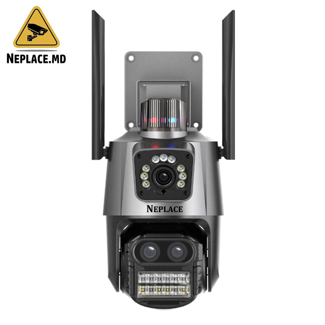 Камера видеонаблюдения WIFI 6K, 3 объектива, Zoom 8X, Управление через приложение, Автоматическое отслеживание, Водонепроницаемость IP66 - Cumpără online | NePlace Moldova