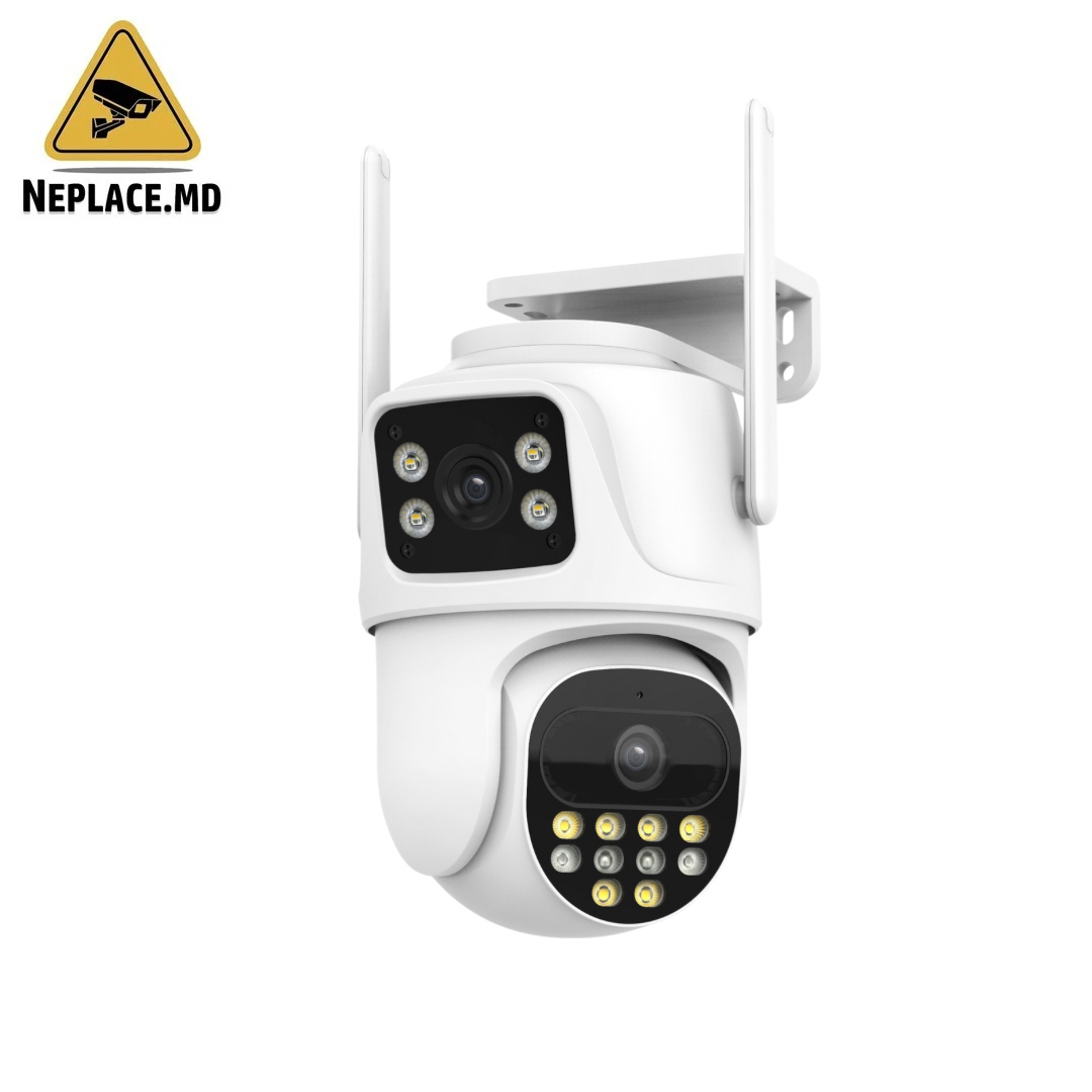WIFI 4K камера наблюдения, 8MP, 2 объектива, управление через приложение, автоматическое отслеживание, водонепроницаемость IP66 - Cumpără online | NePlace Moldova