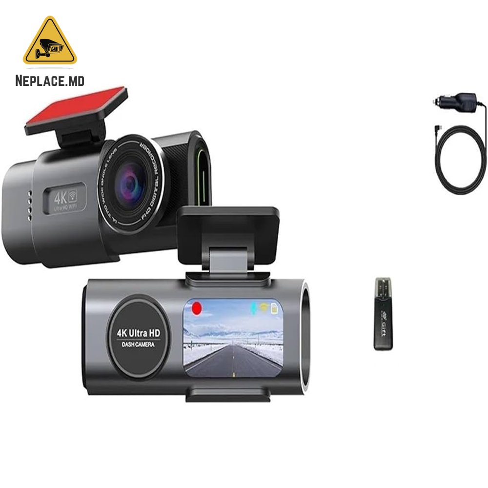 Camera auto 4k, ecran LCD + camera spate DVR WIFI, Viozionare nocturna , GPS Auto Viidure