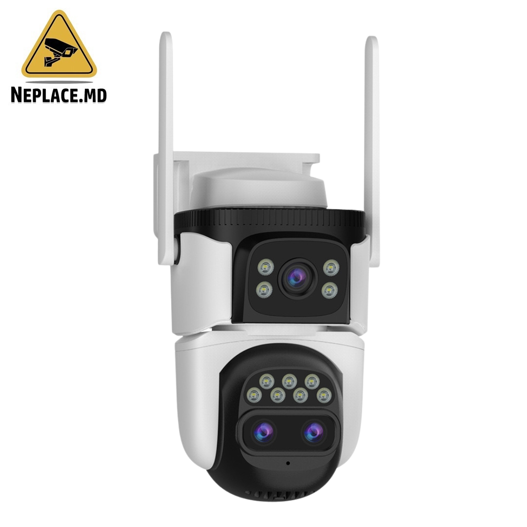Камера видеонаблюдения WIFI 6K, 3 объектива, Zoom 8X, Управление через приложение, Автоматическое отслеживание, Водонепроницаемость IP66, CCTV - Cumpără online | NePlace Moldova