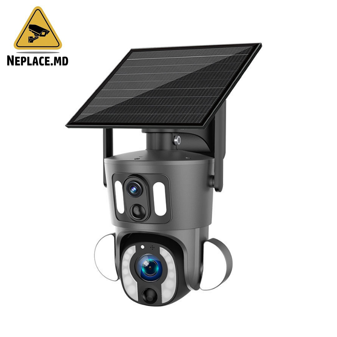 Камера Наблюдения 4G 3K Ultra HD 36X ZOOM, 10W, Двойная Камера, Солнечная Зарядка, Поворот Из Приложения, Водонепроницаемость IP 66 - Cumpără online | NePlace Moldova