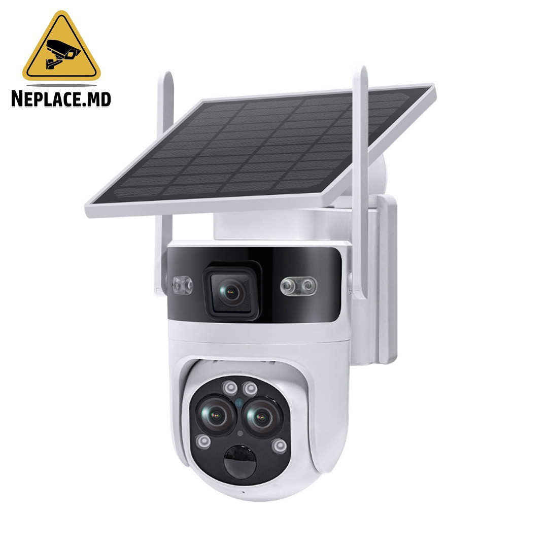 Camera supraveghere cu panou solar 4G, Detectare umana, PTZ 360°, Dual lens, Zoom 10X, Rezistenta la apa - Cumpără online | NePlace Moldova