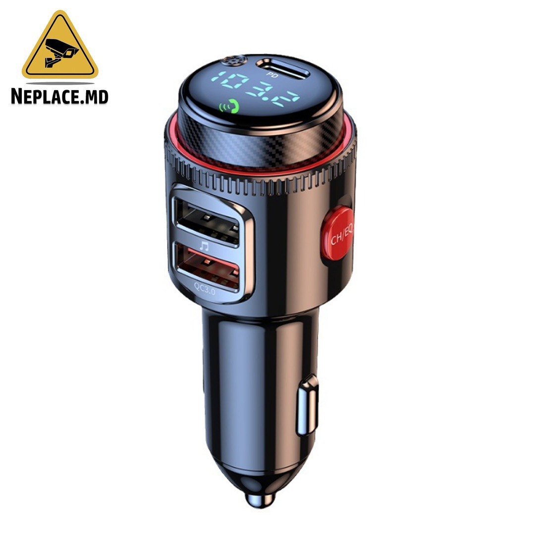 FM модulator Auto Bluetooth 5, Автомобильное зарядное устройство, PD30W+QC3.0, MP3 плеер, FM передатчик Hands-Free, T23, IOS - Cumpără online | NePlace Moldova