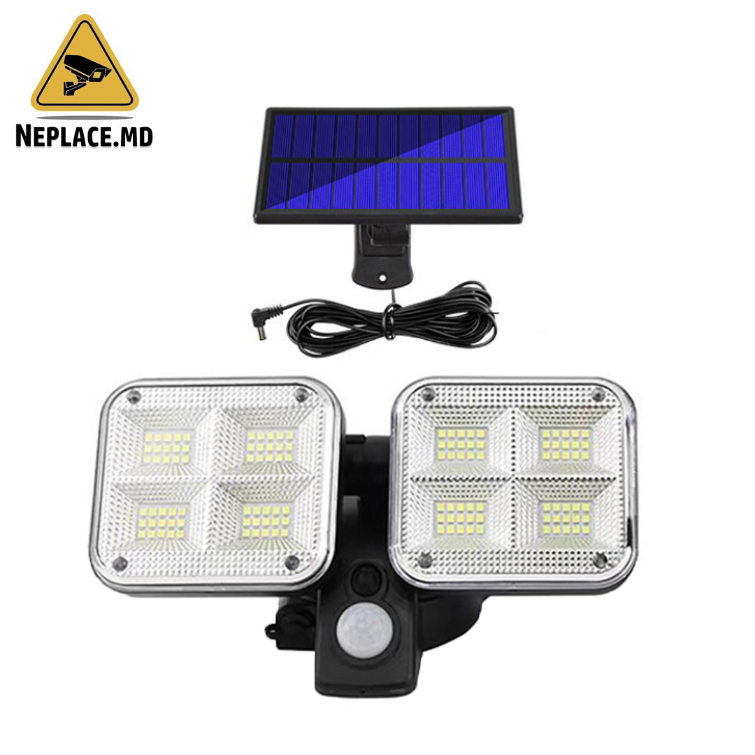 Lampa solara dubla, 120LED Suport prindere, Senzor Miscare - Cumpără online | NePlace Moldova