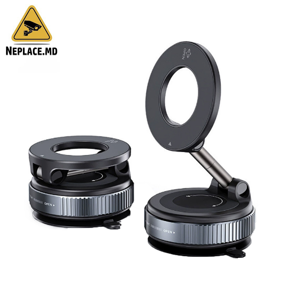 Suport Auto Magnetic Universal – Negru, Pliabil, 360°, Fixare Extra-Sigura pe Bord, Parbriz, Sticla sau Lemn - Cumpără online | NePlace Moldova