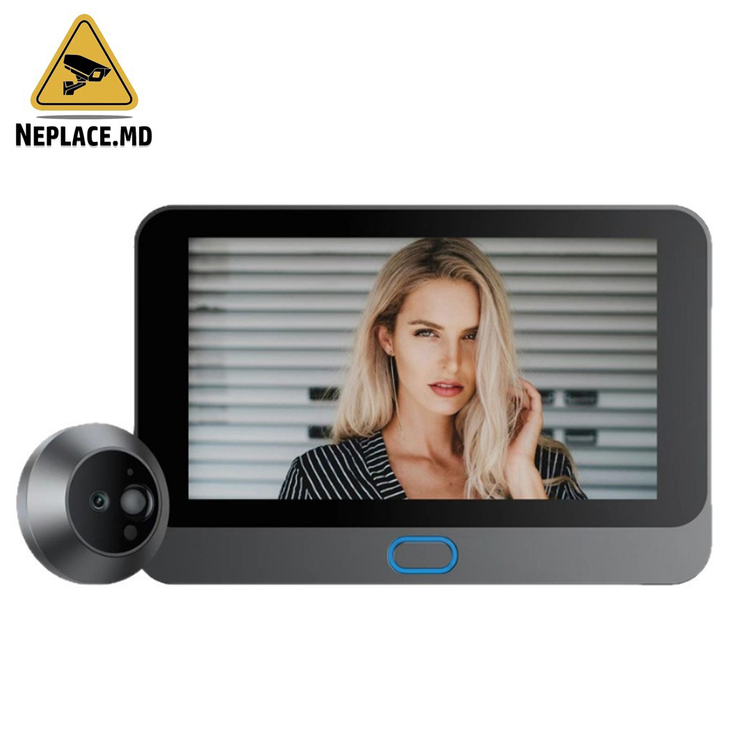 Электронный дверной глазок Smart, 1080p, встроенный аккумулятор 5000 мАч, умное приложение, слот для карты MicroSD, экран 4,3 дюйма, видеозапись, встроенный микрофон - Cumpără online | NePlace Moldova