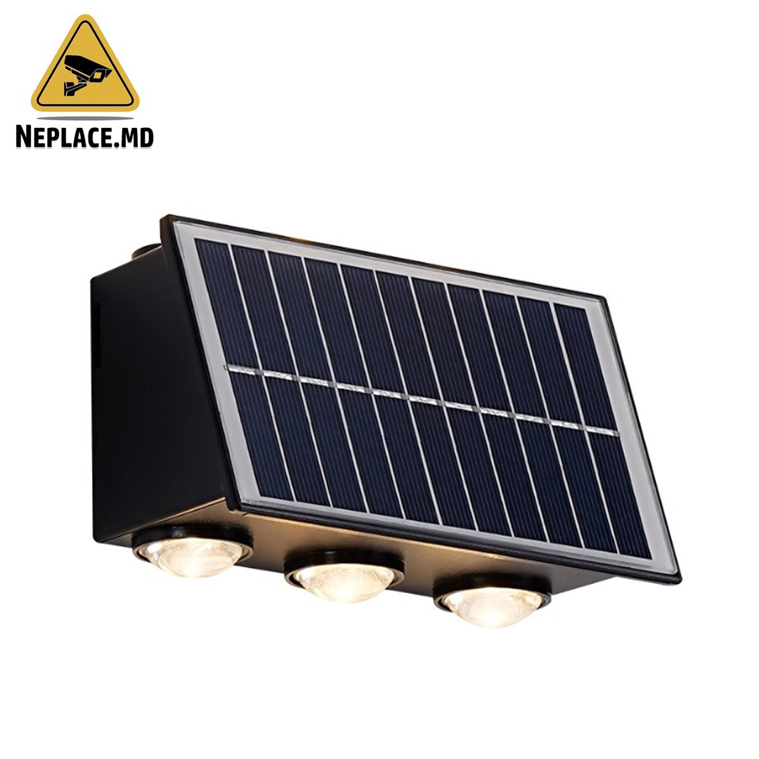Lampa solara LED bidirecțională dreptunghiulara pentru perete,rezistente la apă IP65, lumină caldă galbenă. - Cumpără online | NePlace Moldova