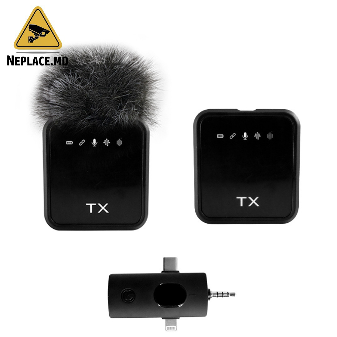 Set 2 Microfoane Lavaliera Profesionala, Microfon wireless, sistem dual, reducere inteligenta a zgomotului, 20m, portabil, Plug and play, Compatibil Cu Android Si iOS, Negru - Cumpără online | NePlace Moldova