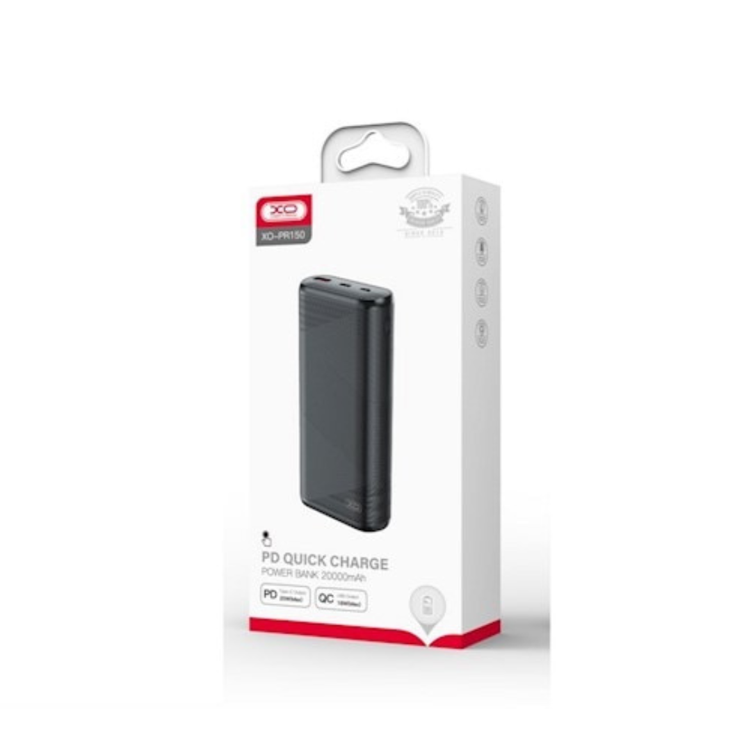 Baterie externa portabila XO PR150 20000 mAh, Power Delivery 20W / Quick Charge 3.0 18W, Negru - Cumpără online | NePlace Moldova